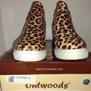 Womens Leopard Print Outwoods Booties Faux Leather, Size 8m